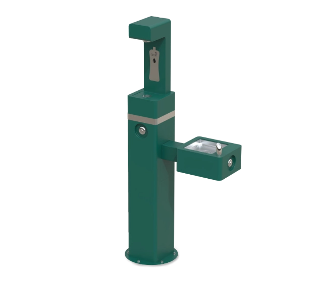 floor standing outdoor manual ambient bottle refill station and fountain green 044211P001